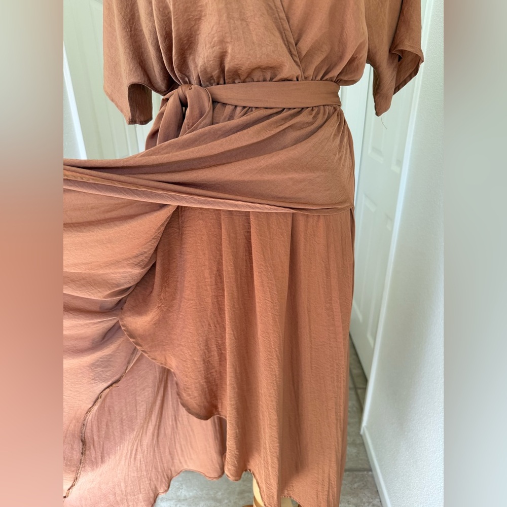 Dress Day Copper Faux Wrap Dress - Picture 4 of 8